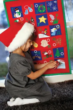 1-24 pakkekalender m. ringe til ophæng, rød