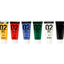 Akrylmaling mat 20 ml. - Basisfarver, 6 stk