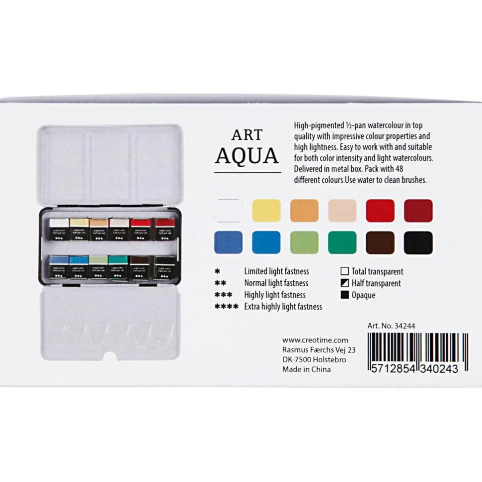 Akvarelfarver Art Aqua - Basis, 12 farver