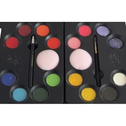 Ansigtsfarve - Palette m. 16 farver og idéer