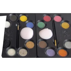 Ansigtsfarve - Palette m. 12 farver og idéer