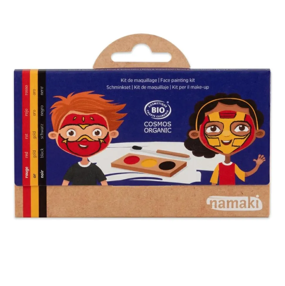 Ansigtsmaling m. 3 farver - Ninja & superhelt