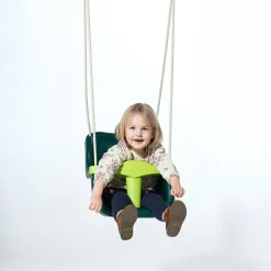 Babygynge - Mørkegrøn/lime (beige reb)