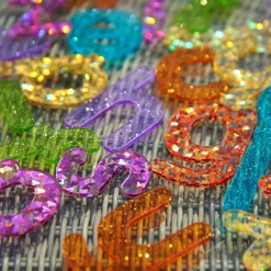 Bogstaver med glitter, 26 stk