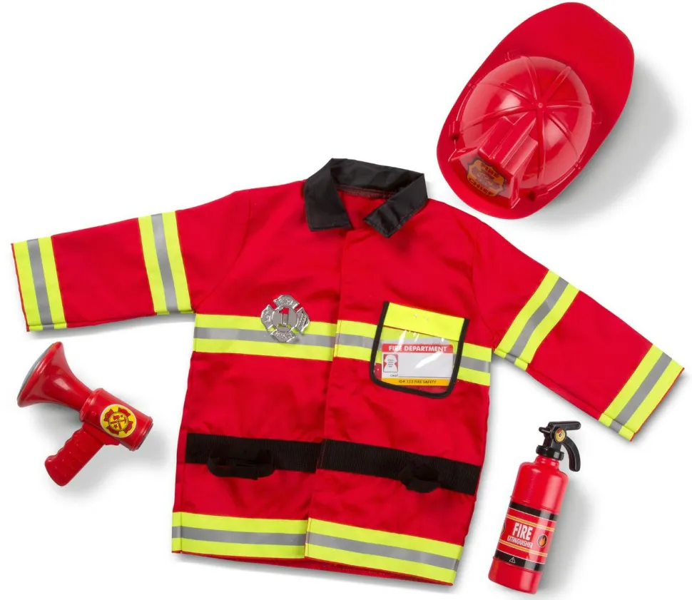 Brandmandssæt inkl. hjelm, str. 3-6 år
