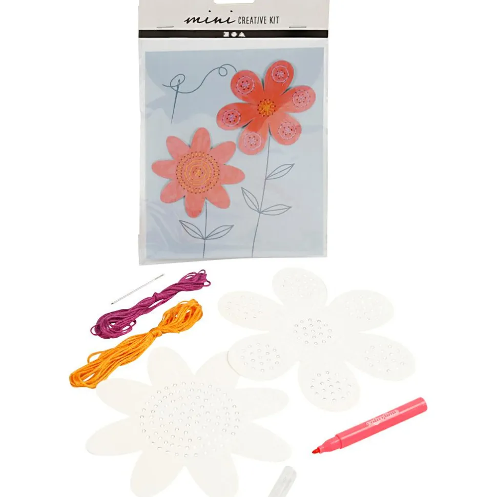 Broderisæt karton - Blomster