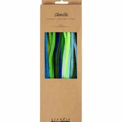 Chenille Ø6 mm. - Blå/grøn, 25 stk