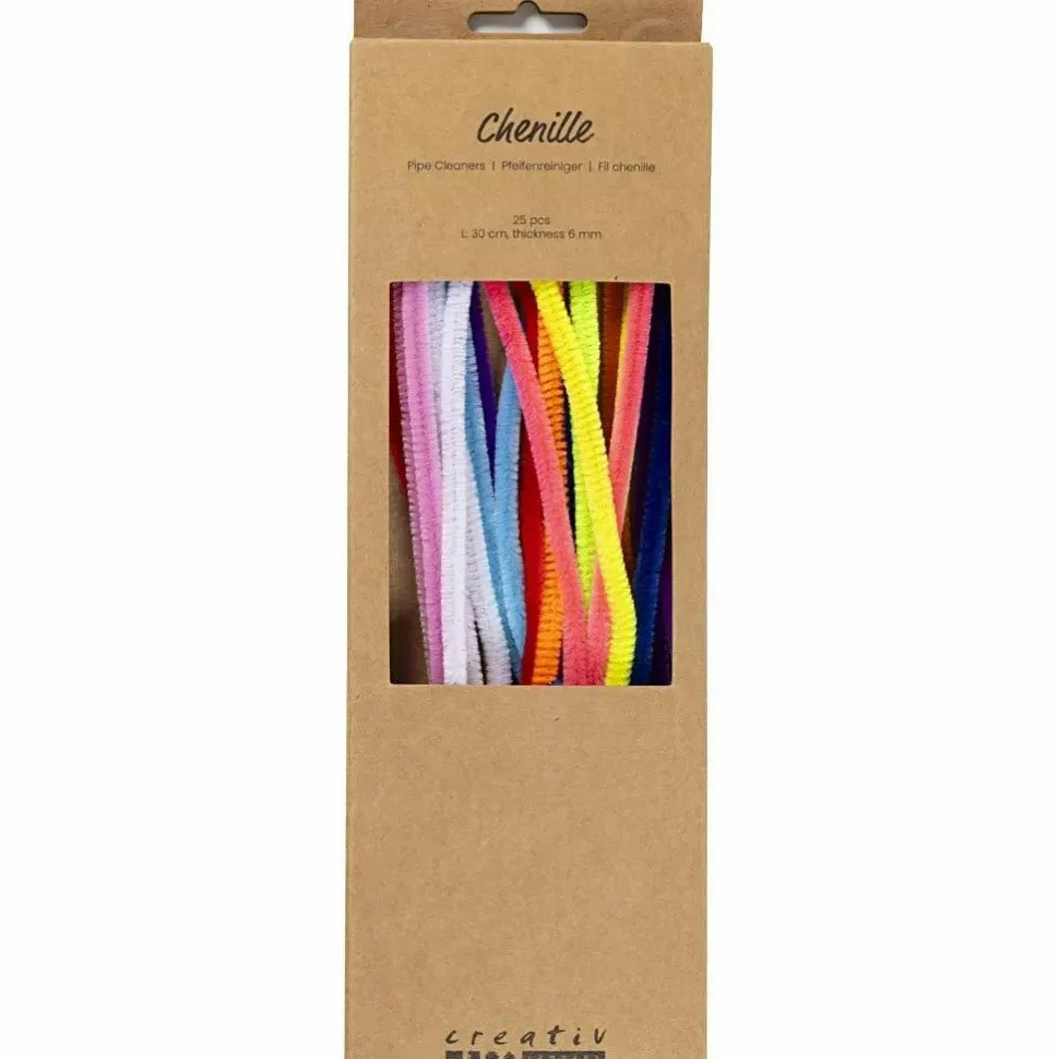 Chenille Ø6 mm. - Colorful, 25 stk