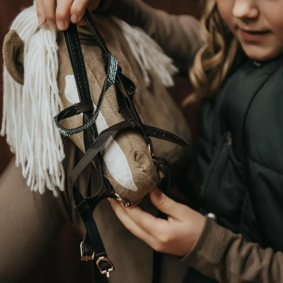 Cheval Roi tilbehør - Trense, brun/grønne rhinsten