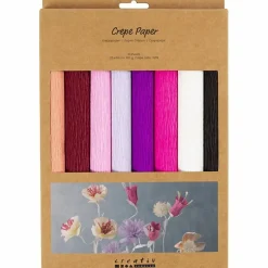 Crepepapir m. stræk - Lilla/pink, 8 ark