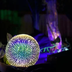 3D glas lampe m. LED lys
