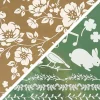 Dekorationsfolie m. blomster - Guld + grøn