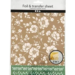 Dekorationsfolie m. blomster - Guld + grøn