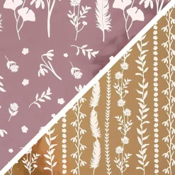 Dekorationsfolie m. blomster - Guld + lilla