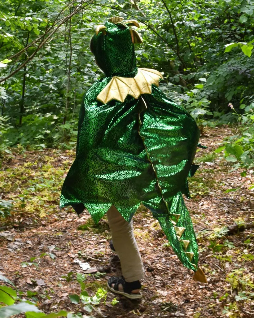 Dragekappe - Grøn/Guld, str. 3-8 år