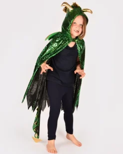 Dragekappe - Grøn/Guld, str. 3-8 år