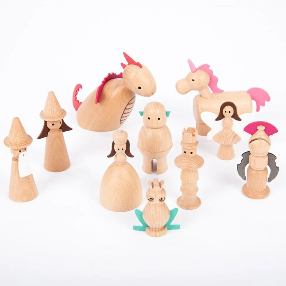 Eventyrkarakterer - Træfigurer, 10 stk