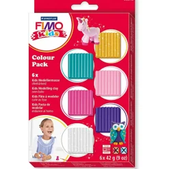 FIMO ler 42 gr. - Kulørt, 6 stk