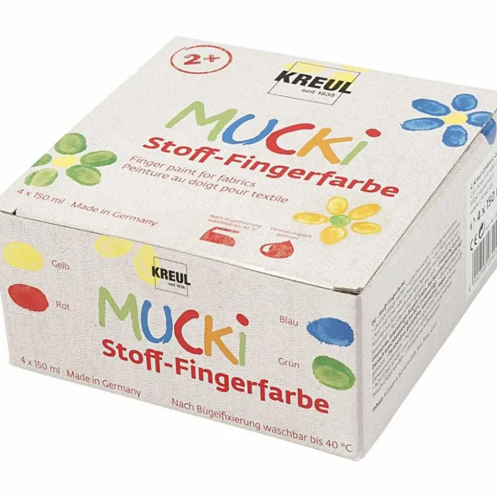 Finger- og tekstilmaling 150 ml - Basis, 4 stk