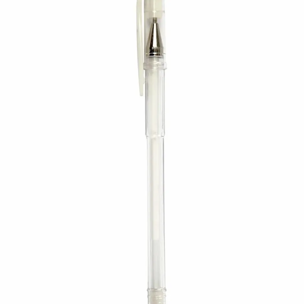 Gel kuglepen - Hvid, 6 stk