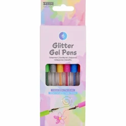 Gel kuglepenne - Glitter, 6 stk