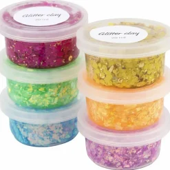Glitter Clay 6 x 20 ml - Basisfarver