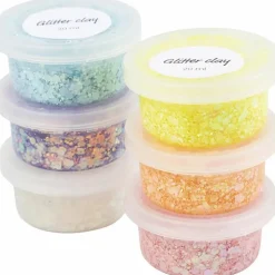 Glitter Clay 6 x 20 ml - Pastelfarver