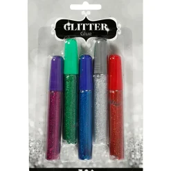 Glitterlim 10 ml. - Kulørt, 5 stk