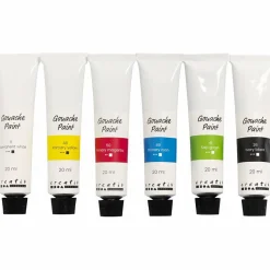 Gouache maling 20 ml. - Basisfarver, 6 stk