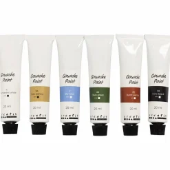 Gouache maling 20 ml. - Natur, 6 stk