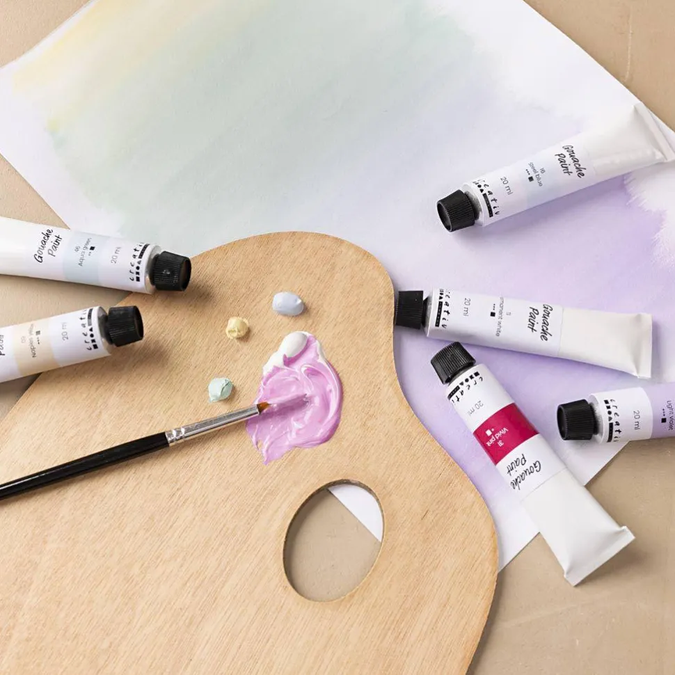 Gouache maling 20 ml. - Pastel, 6 stk