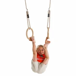 Gymnastikringe i træ - PP-reb - Ø14,5 cm