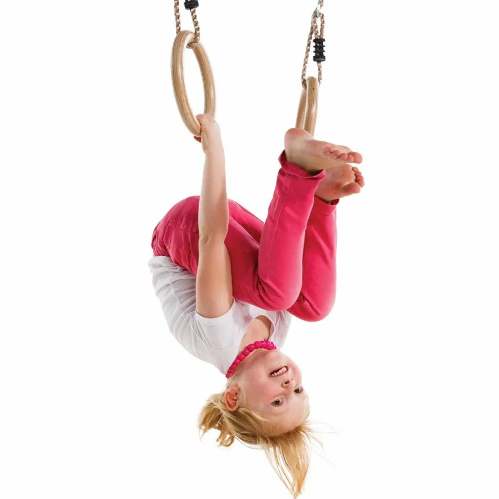 Gymnastikringe i træ - PP-reb - Ø14,5 cm