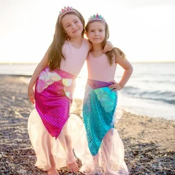 Havfruehaleskørt + hårbøjle - Pink, str. 4-6 år