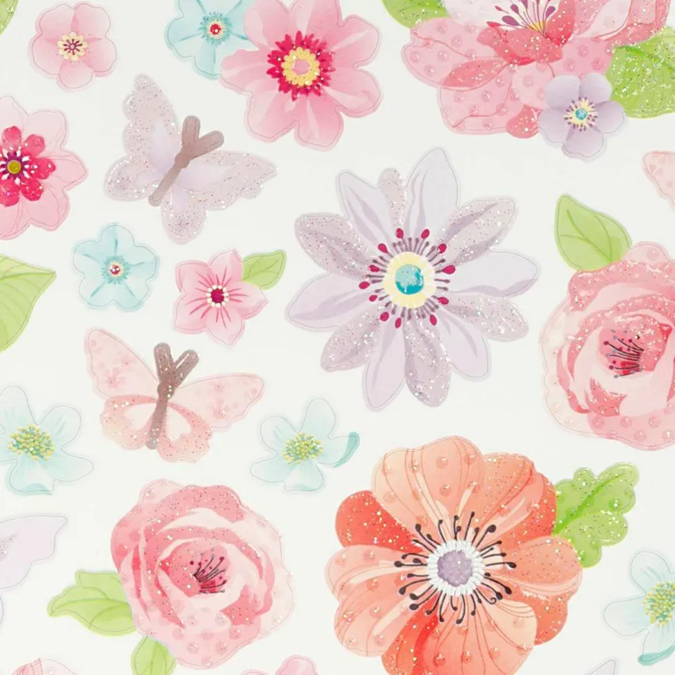 Klistermærker - Rosa forårsblomster, 1 ark