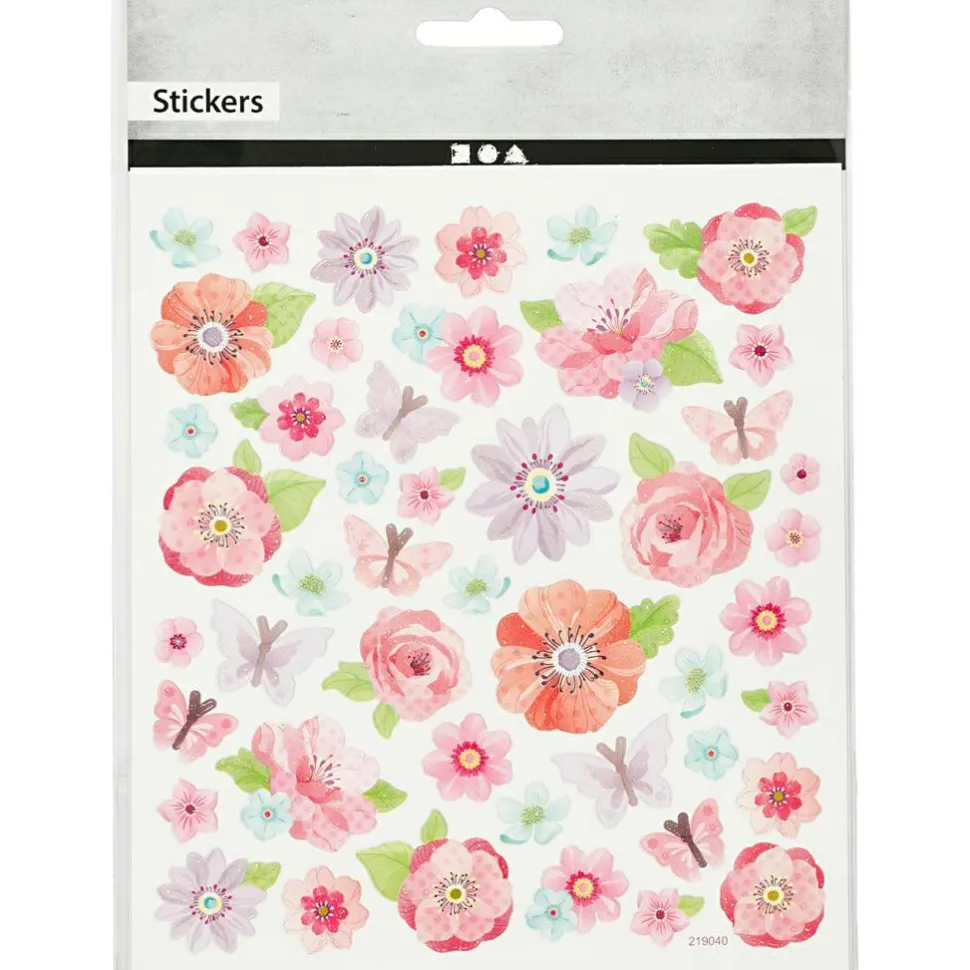 Klistermærker - Rosa forårsblomster, 1 ark