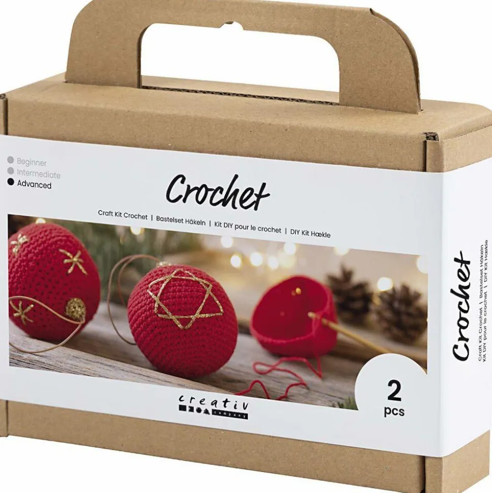 Lav hæklede julekugler, 2 stk