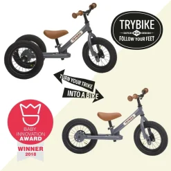 Løbecykel - Trybike med to hjul, Antracitgrå