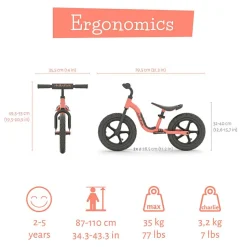 Løbecykel Charlie SPORT - Flamingo, (2-5 år)