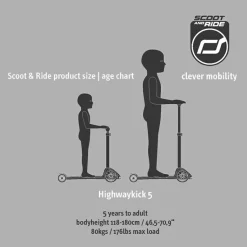 Løbehjul - Highwaykick 5 m. LED, Steel