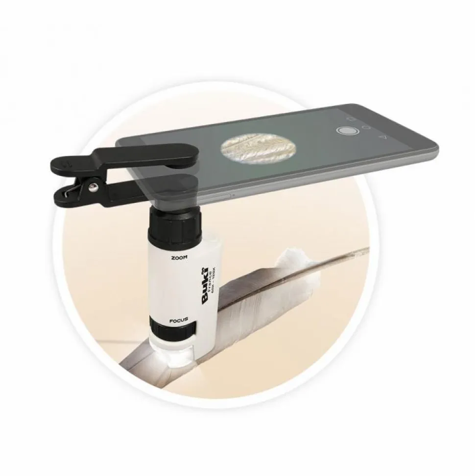 Lommemikroskop inkl. smartphone adapter