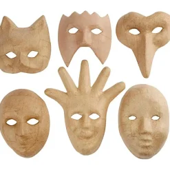 Masker i papmaché, 6 stk