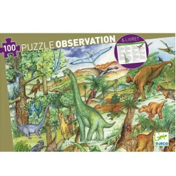 Observationspuslespil m. 100 brikker - Dinosaur