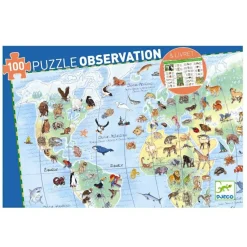Observationspuslespil m. 100 brikker - Verdens dyr