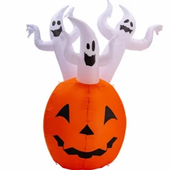 Oppusteligt Halloween-græskar med lys, 180 cm