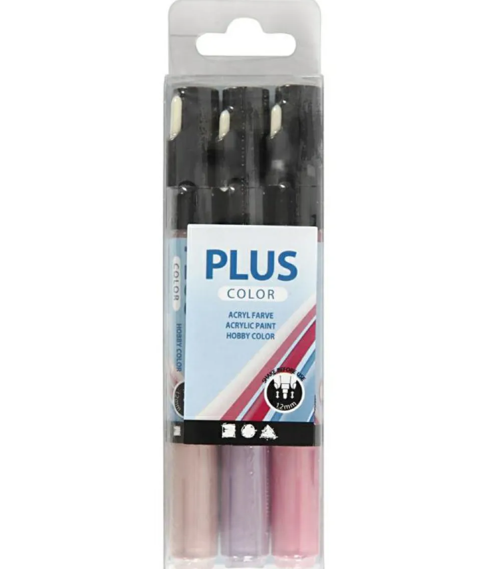 Plus Color tusser - Lyserød/Lilla/Rosa, 3 stk.