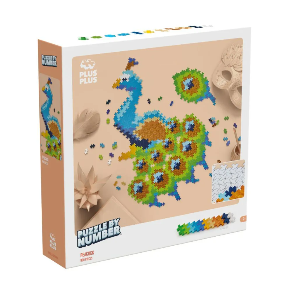 Plus-Plus - Puzzle By Number, Påfugl 800 stk