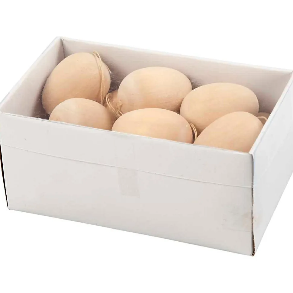 Påskeæg af træ til ophæng, 15 stk