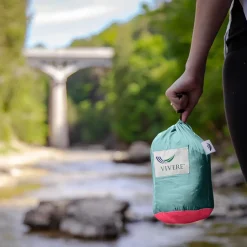 Rejsehængekøje dobbelt (nylon) - Lyseblå