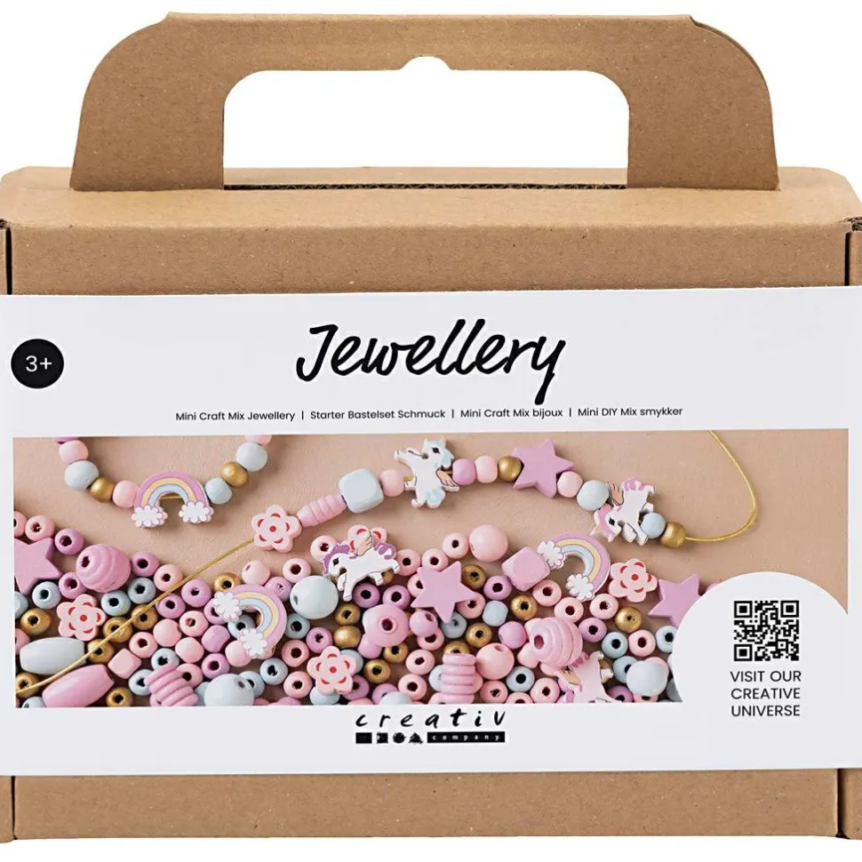 Smykkekit m. træperler - Pastelfarver